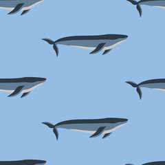 Cute horizontal whales kids seamless pattern, made in vector. Pattern for fabric, textile.