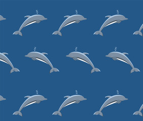 Cute horizontal dolphins kids seamless pattern, made in vector. Pattern for fabric, textile.
