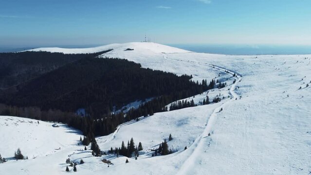 Winter snowy landscape in Parang Mountains, Romania