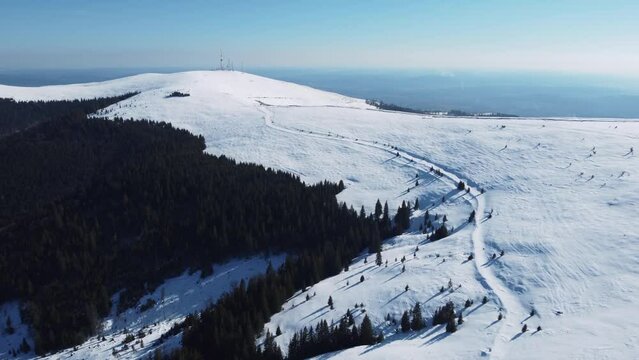 Winter snowy landscape in Parang Mountains, Romania