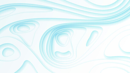 White Abstract Wavy Paper Cut Background with Shadows, Vector. Modern Design Objects