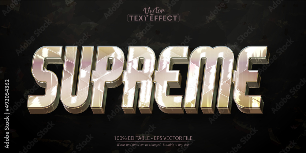 Wall mural shiny text effect, editable shiny soft colors text style, supreme text on dark background