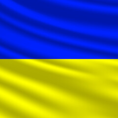 State flag of Ukraine. Wavy yellow-blue flag of Ukraine. Vector illustration