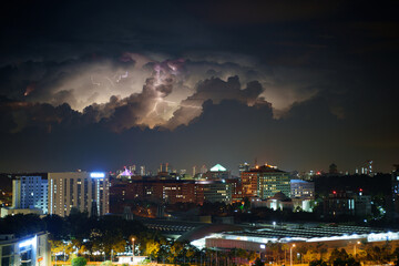 image of thunder storm over Putrajaya City during night