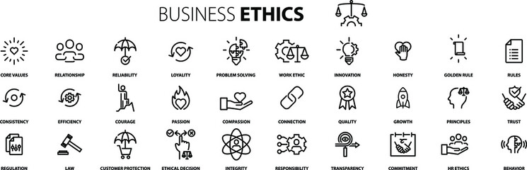 Fototapeta Business Ethics Icon Set, Vector illustration obraz