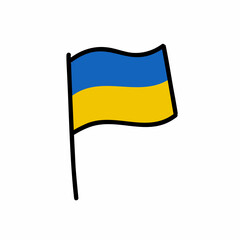 Ukraine flag doodle icon, vector color line illustration