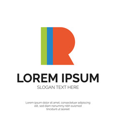 R Letter and Colorful Logo Design Premium Vector