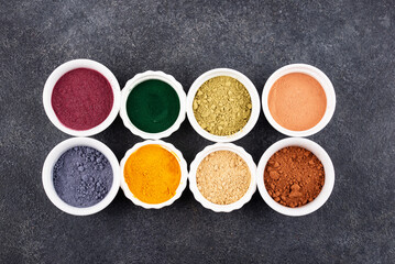 Various healthy superfoods powder