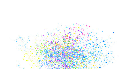 Confetti on isolated white. Texture with falling geometric elements. Abstract background. Pattern for design. Print for polygraphy, banners, flyers and textiles