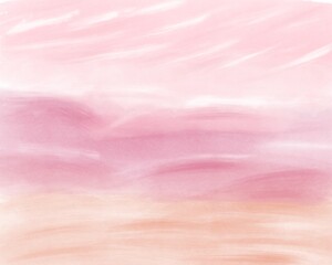 Watercolor sunset in the desert. Color pink-sand. Desert digital illustration for travel companies, magazines and presentations.