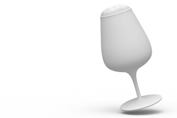 Frosty glass of fresh draft beer isolated on a white monochrome background.