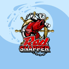 Obraz premium Fishing illustration with the inscription Red Snapper image for application on T-shirts.