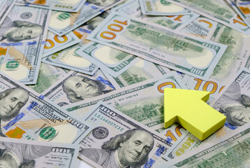 Empty paper sheet on Background with US dollars banknotes