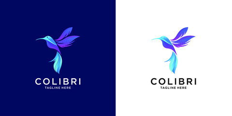 Modern colorful hummingbird logo template