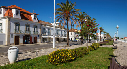 Promenade parallel to the port in Vila Real de Santo Antonio in Portugal 