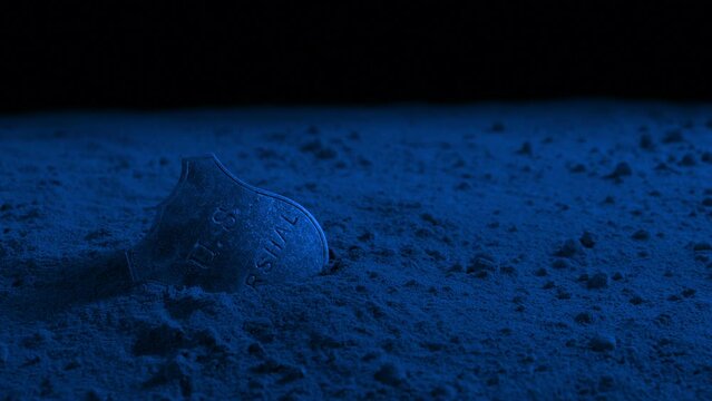 U.S Marshal Wild West Badge On The Ground At Night
