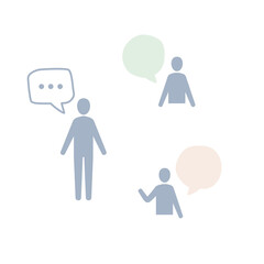 Man speaking icon set, human silhouette and speech bubble