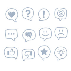 Speech bubble icons set, emotion, thinking, chat