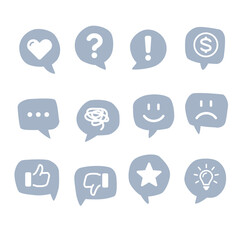 Speech bubble icons set, emotion, thinking, chat