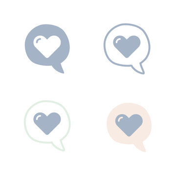 Heart Speech Bubble Icons Set