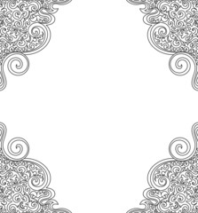 Beautiful decorative vector frame with handwritten figured lines and doodles
