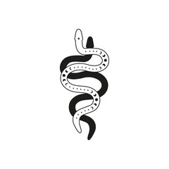 Fototapeta premium Two celestial snakes black and outline with moon phases.