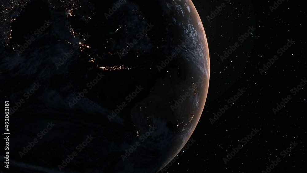 Canvas Prints planet earth 3d orbital animation with realistic geography surface and clouds atmosphere . spinning 
