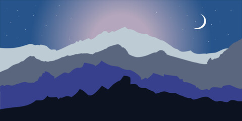 Obraz premium mountain, night, blue, gray, color, 