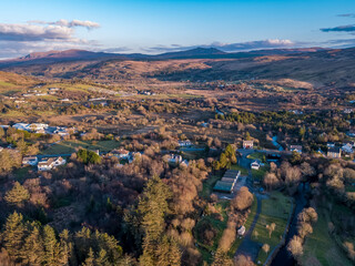 Aerial view of Glenties in County Donegal, Ireland