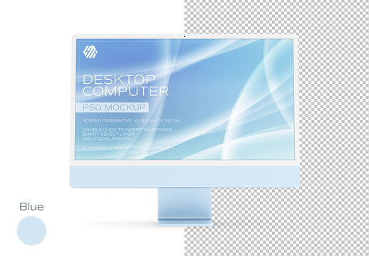 Desktop Computer Mockup Isolated on White
