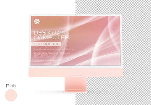 Desktop Computer Mockup Isolated on White