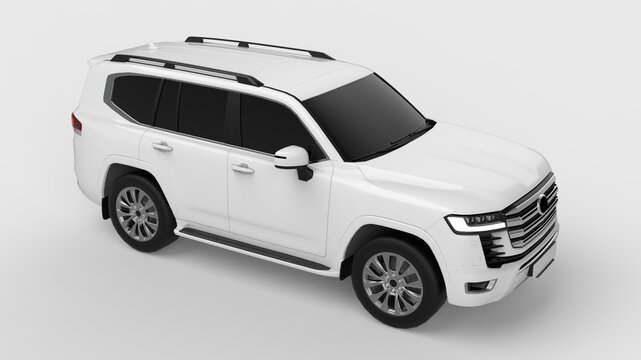 Mockup SUV car similar to Toyota Land Cruiser 300 isolated on white background 