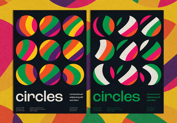 Swiss Style Geometric Poster Layout with Abstract Circles Shape Pattern