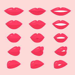 Collection of different lips on the background.