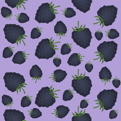 illustration of blackberry seamless pattern for printing on tablecloth, gift paper, for printing on clothes, dishes, textiles, home goods.
