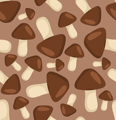 illustration of a seamless pattern of mushrooms for printing on a tablecloth, gift paper, for printing on clothes, dishes, textiles, home goods.
