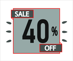 40% off purchase. Gray sticker with offer message.