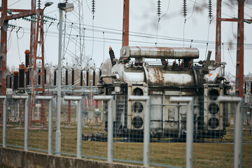 Rusty electricity high voltage transformers.