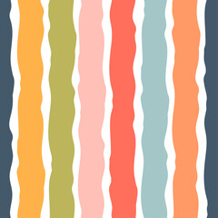 Striped rag vector seamless pattern. Contemporary collage seamless background. Colorful lines texture for fabric, wrapping paper, scrapbooking.