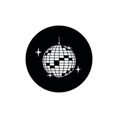 Sparkling disco ball icon circle background black color editable. Mirror ball vector.