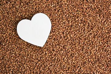 White heart on the background buckwheat.