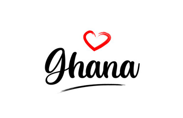 Ghana country name with red love heart and black text