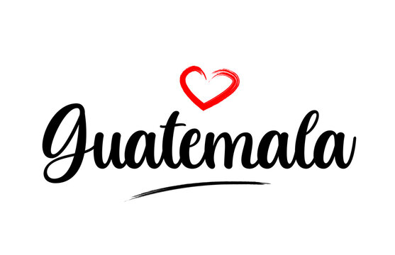 Guatemala country name with red love heart and black text