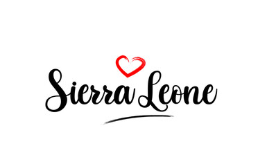 Sierra Leone country name with red love heart and black text