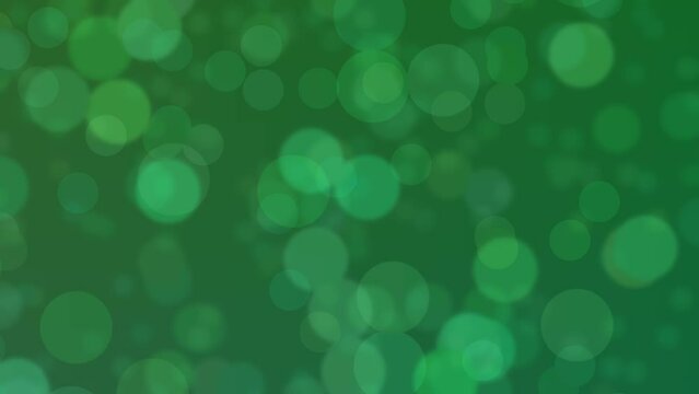 Motion graphics. forest green abstract defocused background, circle shape bokeh spots