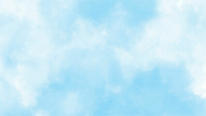 Beautiful light blue and white watercolor splatter for blue sky background, cute decoration and making cool banner on the page, presentation and website. Blue sky and clouds theme
