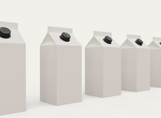 3d Array of Milk Juice Cardboard Mockup