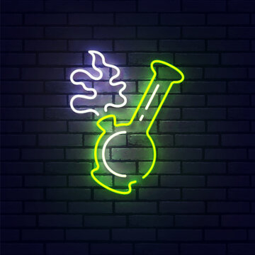 Bong neon sign, bright signboard, light banner. Bong logo neon, emblem and label. Vector illustration