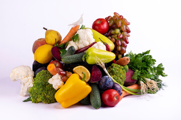 Colorful different fresh vegetables on white background
