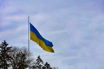 The national yellow and blue flag of Ukraine.